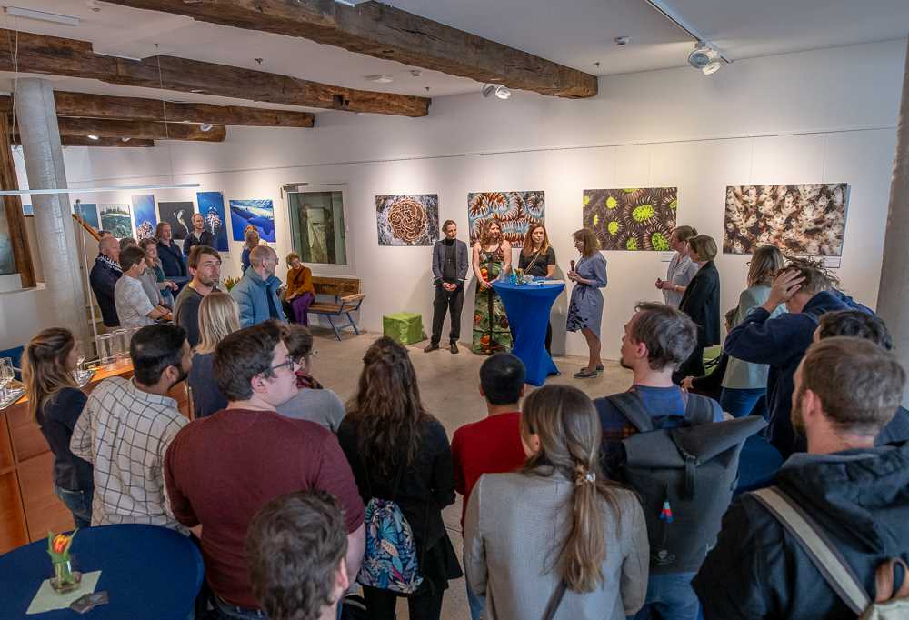 Visitors at photo exhibition